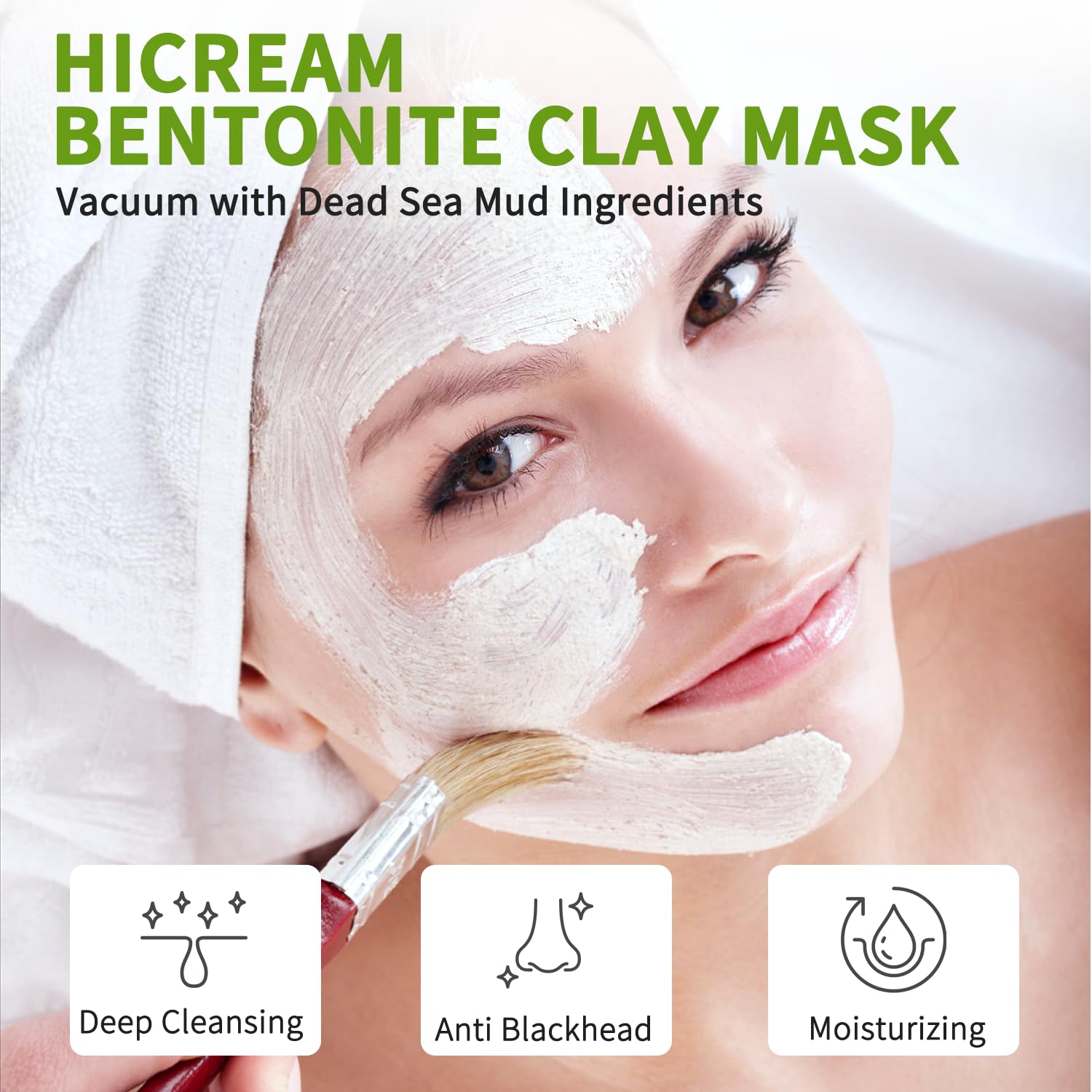 Hicream Bentonite Clay Mask, Valentines Gifts for Women Her, Deep Cleansing Facial Mask, Clay Face Mask Skin Care with Kaolin Clay and Aloe for Dull Skins Hydrating (white)