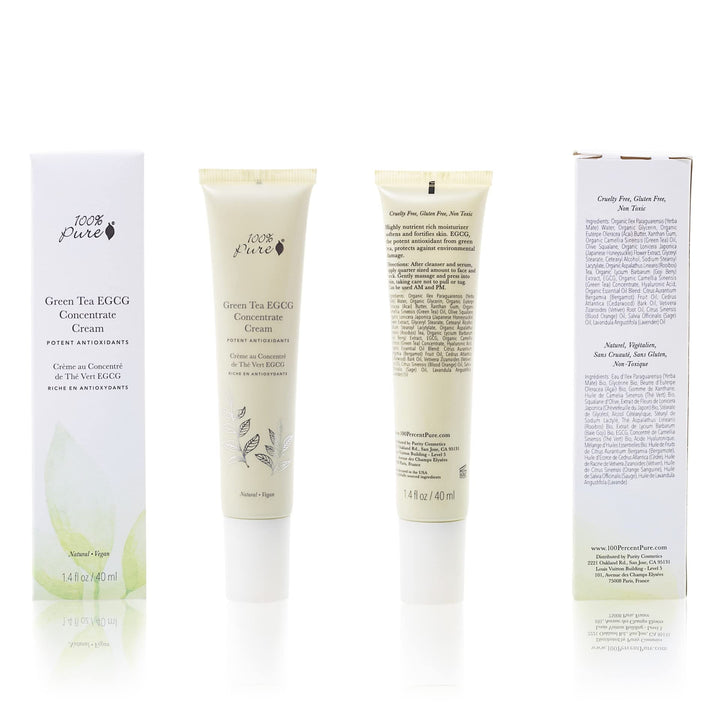 100% PURE Green Tea EGCG Concentrate Cream, Anti-Aging Face Moisturizer, Lightweight, Daily Face Cream (1.4 Fl Oz)