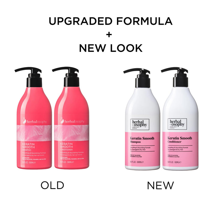 Herbalosophy Keratin Shampoo & Conditioner Set, Nourishing & Moisturizing Formula for Damaged & Dry Hair, Highly Hydrate & Repair for Color Treated Hair, Sulfate,Parabens & Gluten Free, 2 x 16.9 Fl Oz