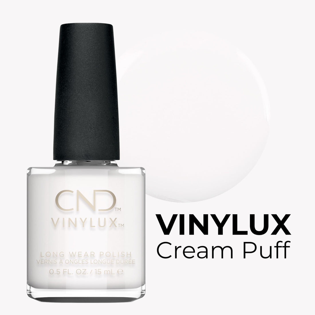 108 CND - VINYLUX CREAM PUFF Weekly Polish Bright White Nail Coat Manicure 0.5oz