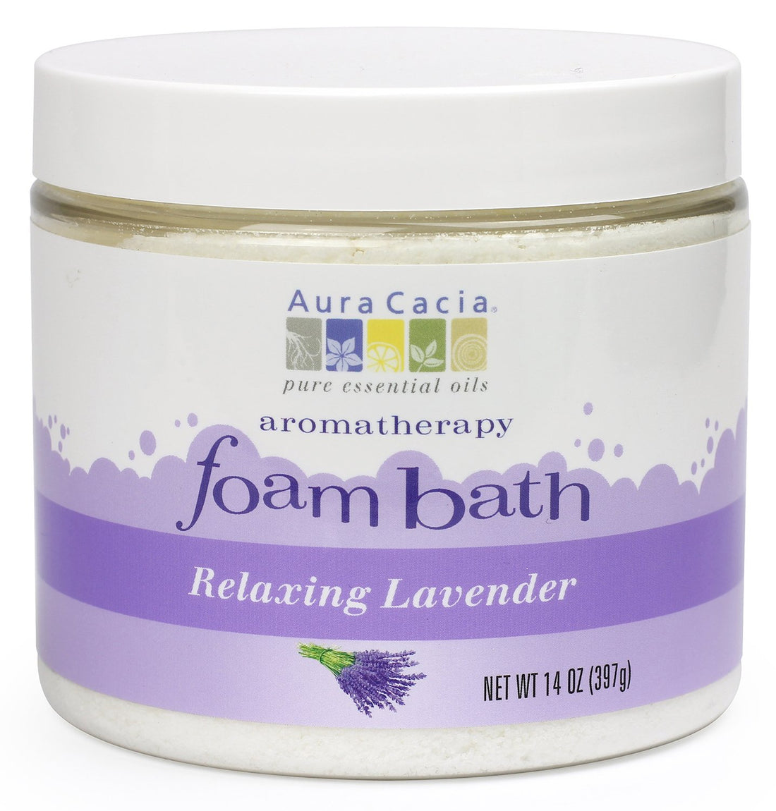 Aura Cacia Aromatherapy Foam Bath, Relaxing Lavender, 14 ounce jar (Pack of 2)
