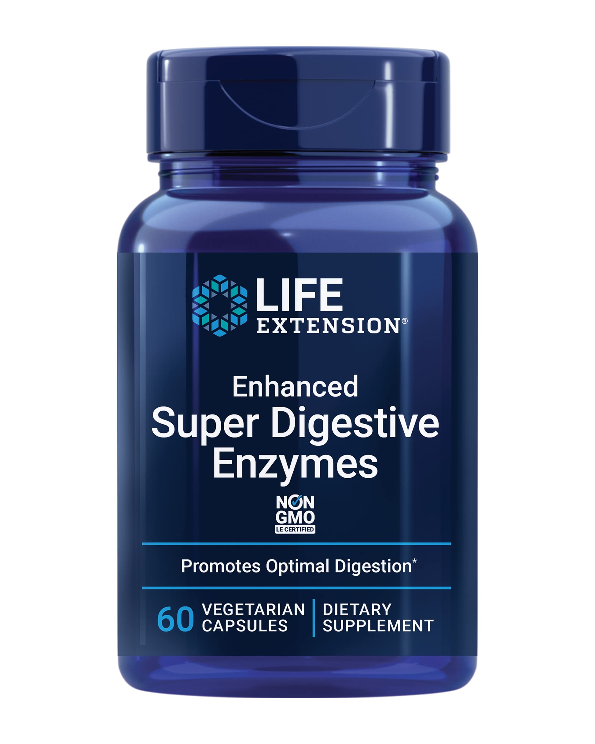 Life Extension Enhanced Super Digestive Enzymes, Supports Digestion, Comfort, digesting Plant-Based Foods, Non-GMO, Vegetarian, 60 Capsules