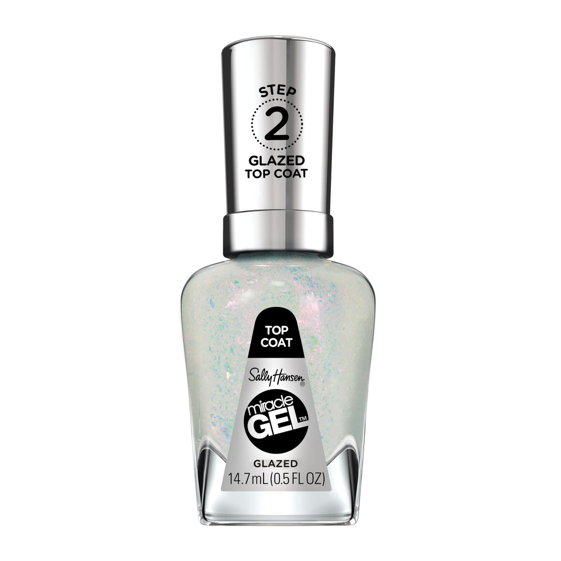 Sally Hansen Miracle Gel, Glazed Top Coat, Long Lasting, Gel-Like Formula, No UV Lamp Needed, Sheer, Shiny Clear Nail Polish