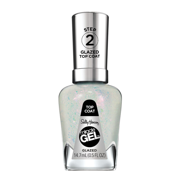 Sally Hansen Miracle Gel, Glazed Top Coat, Long Lasting, Gel-Like Formula, No UV Lamp Needed, Sheer, Shiny Clear Nail Polish