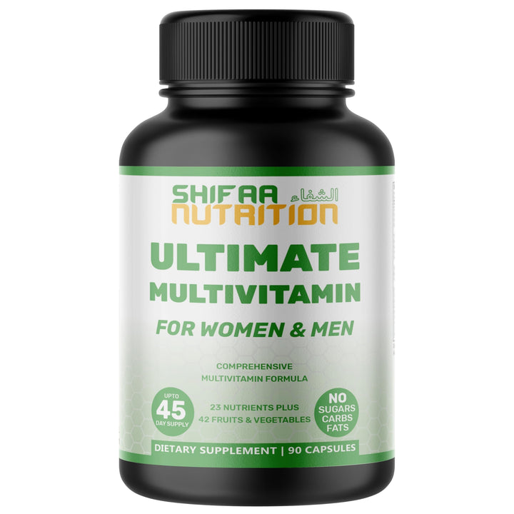 SHIFAA NUTRITION Halal Vitamins, Multivitamin for Women & Men – Comprehensive Support for Heart, Brain, Eye & Immune Health – Gluten, Dairy & Egg Free Mens Vitamins Multivitamin (45 Day Supply)
