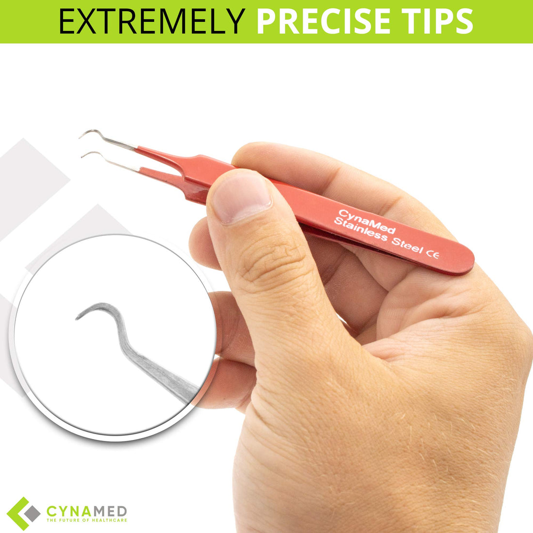 Blackhead Tweezer - Professional Curved Steel Tip Surgical Comedone & Splinter Extractor. Ideal Blemish & Acne Remover Tool Means Flawless Facial Skin (Red)