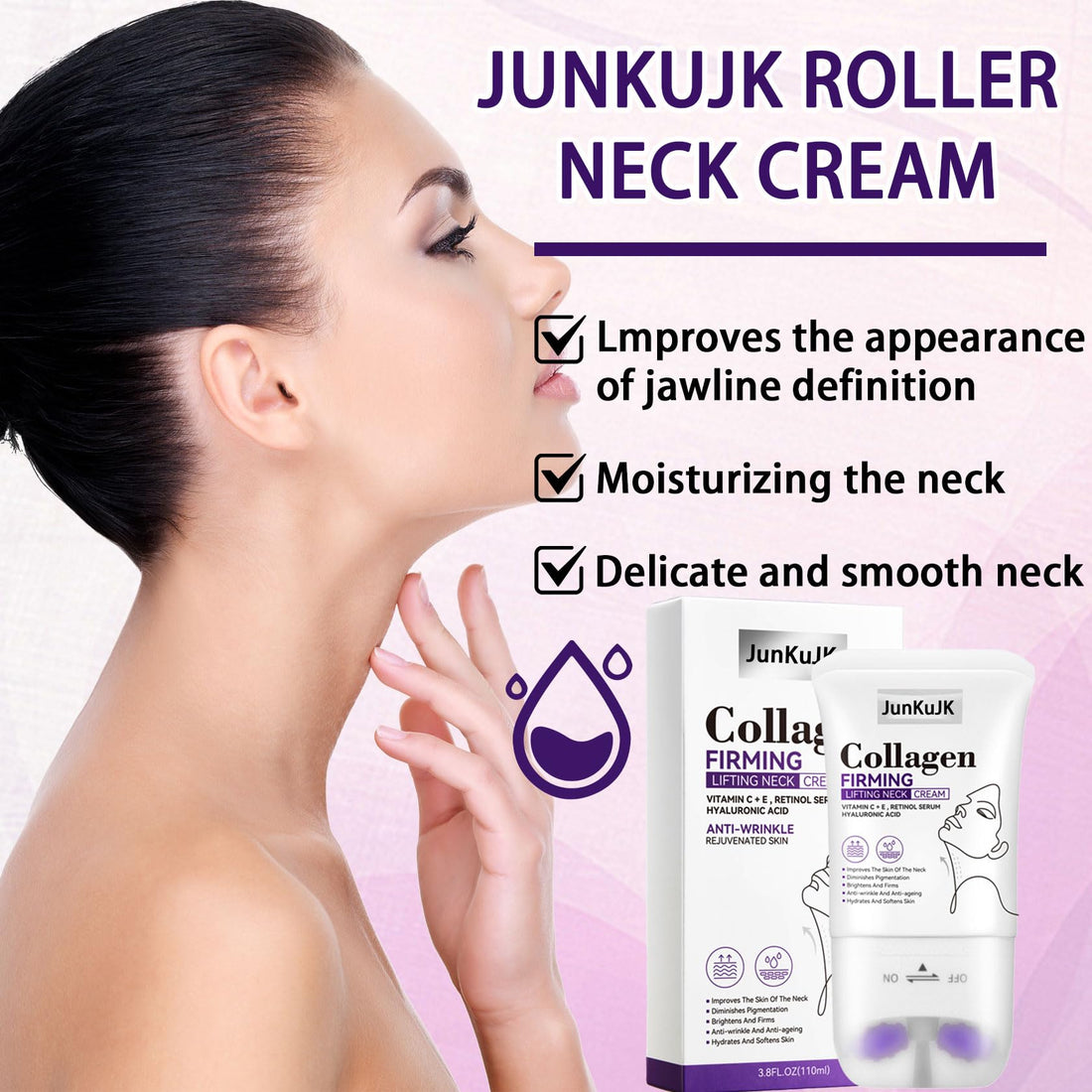 JunKuJK Neck Firming Cream,Hydrating Neck Creams for Tightening and Firming on Face Neck Decollete,Moisturising Tighten and Lift Neck Cream Moisturizer for Women