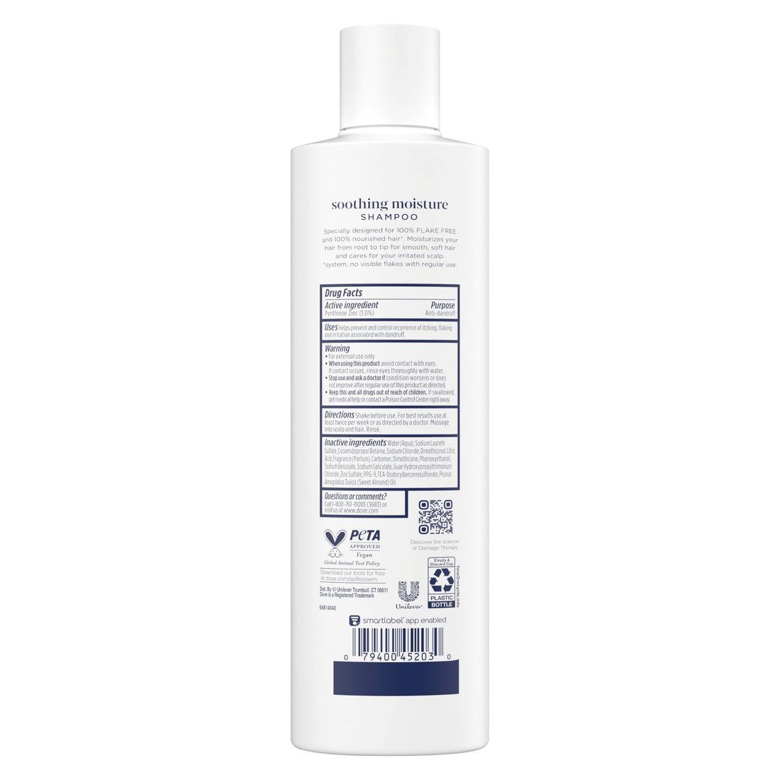 Dove Damage Therapy Derma Shampoo Soothing Moisture Pack of 6 for Flaky Scalp with Pyrithione Zinc and Almond Oil 12 Fl Oz