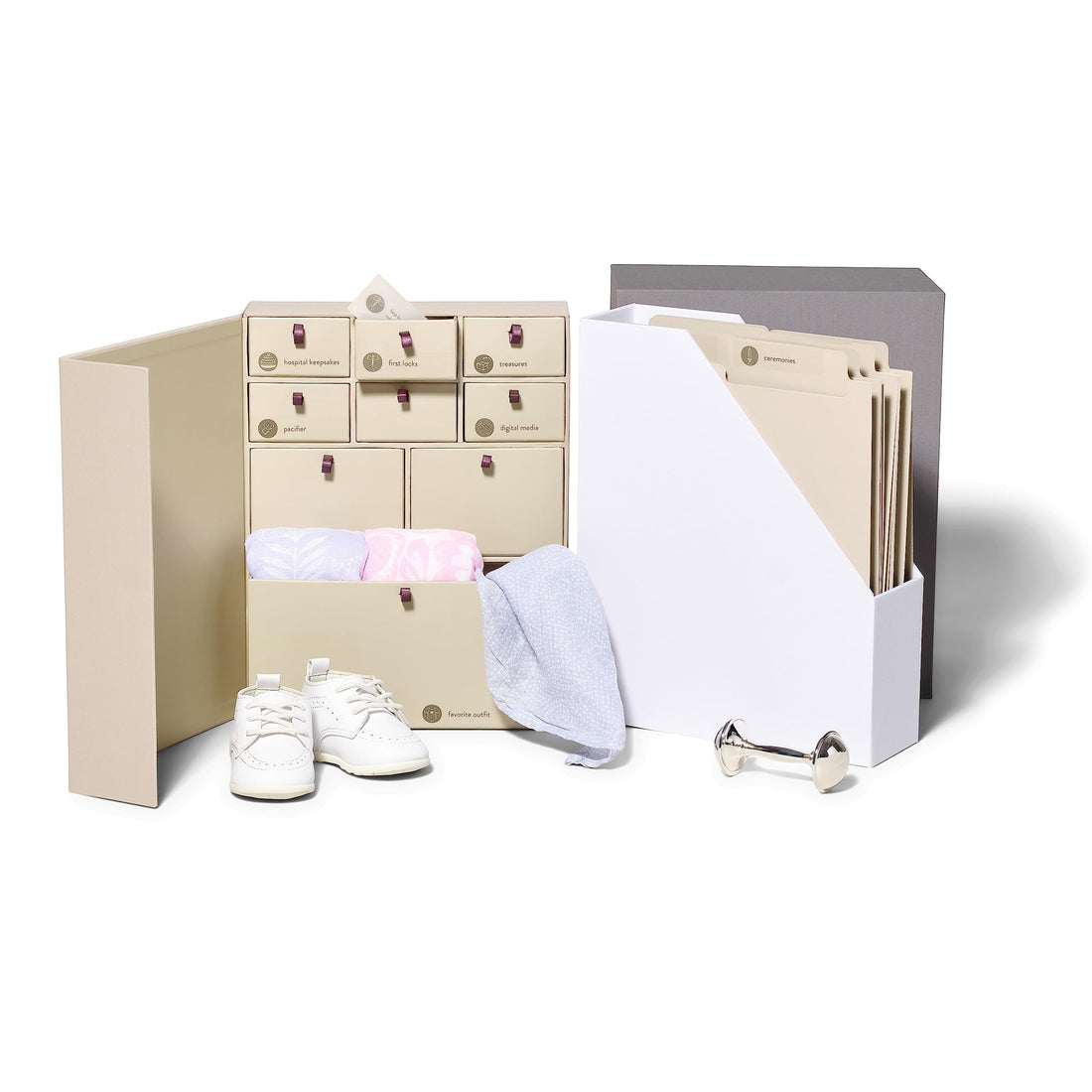 Savor | The Original Deluxe Baby Keepsake Box | Fabric Bound Acid-Free Gender-Neutral Minimalist Newborn Memory Organizer with Labels | For Pregnancy, Mother’s Day, Baby Shower