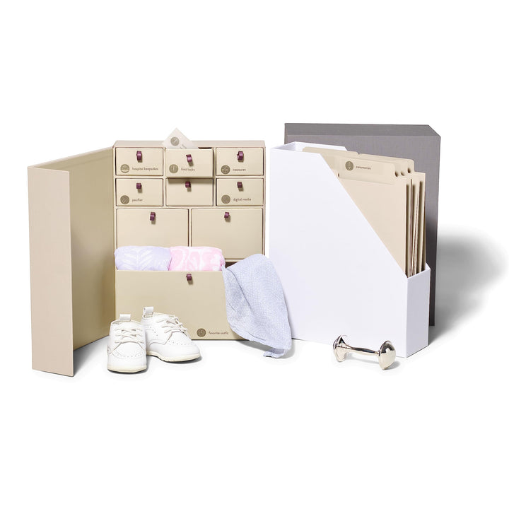 Savor | The Original Deluxe Baby Keepsake Box | Fabric Bound Acid-Free Gender-Neutral Minimalist Newborn Memory Organizer with Labels | For Pregnancy, Mother’s Day, Baby Shower