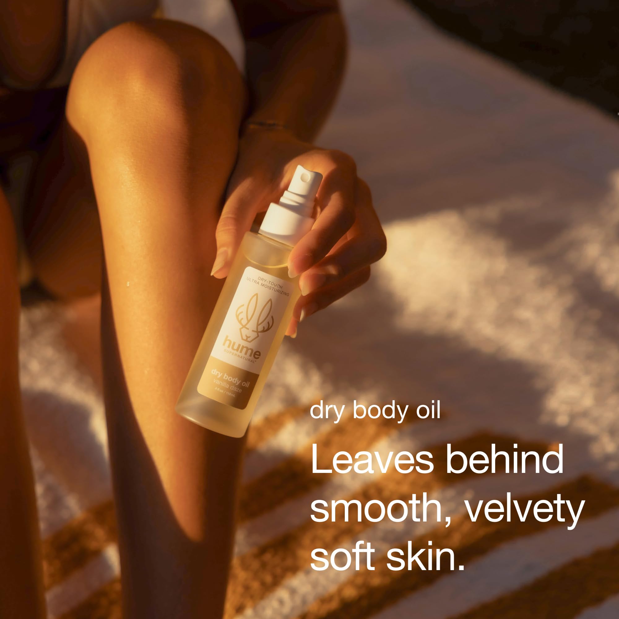 HUME SUPERNATURAL Dry Body Oil Spray - Moisturizing Oil for Dry Skin, After Shower Body Oils for Women and Men, Nourishing, Hydration, Glow, Probiotic, Vanilla Daze, 1-Pack