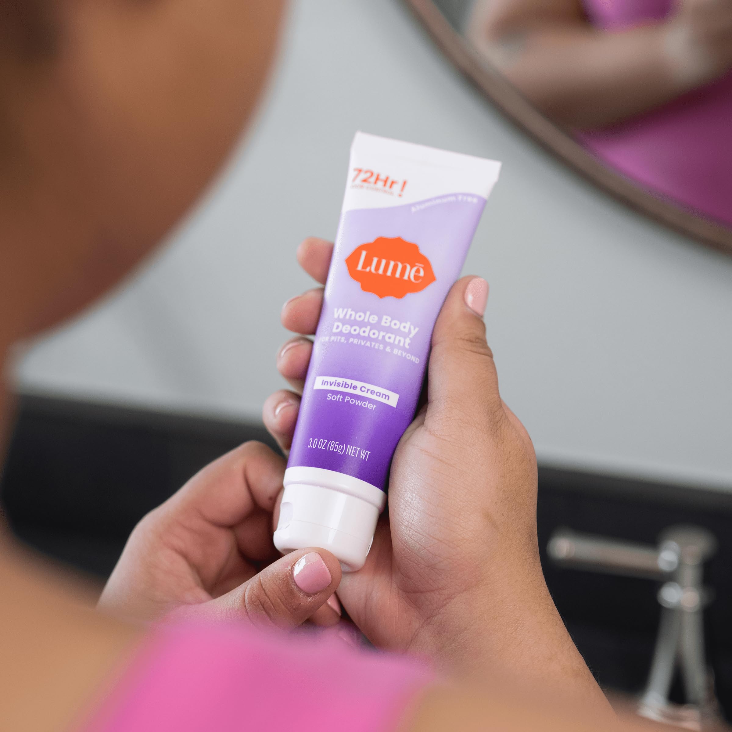 Lume Whole Body Deodorant - Invisible Cream Tube - 72 Hour Odor Control - Aluminum Free, Baking Soda Free, Skin Safe - 3.0 ounce (Soft Powder)