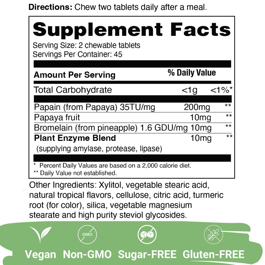 Yuve Natural Papaya Digestive Enzymes - Sugar-Free Chewable Candies - Promotes Better Digestion - Constipation & Bloating Aid, Detox, Leaky Gut Repair & Gas Relief - Vegan, Non-GMO, Gluten-Free - 90ct
