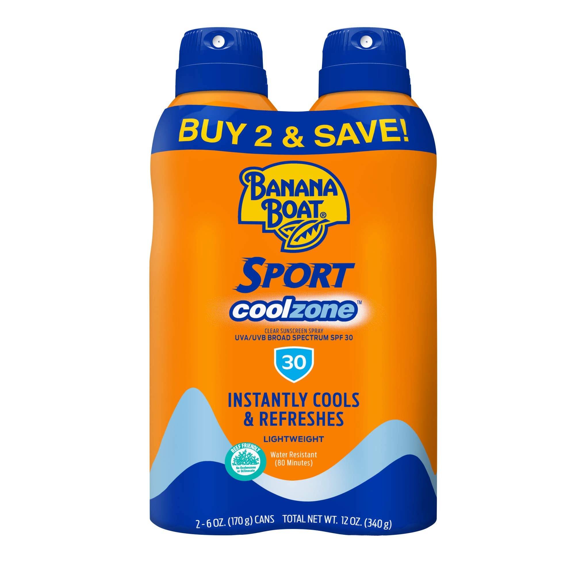 Banana Boat Sport Performance Coolzone Broad Spectrum UltraMist Sunscreen Spray - SPF 30-6 Ounce Twin Pack