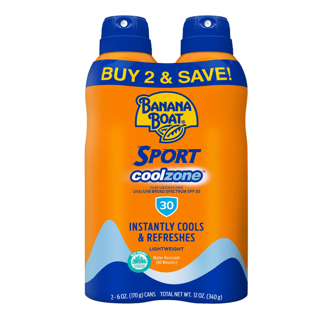 Banana Boat Sport Performance Coolzone Broad Spectrum UltraMist Sunscreen Spray - SPF 30-6 Ounce Twin Pack