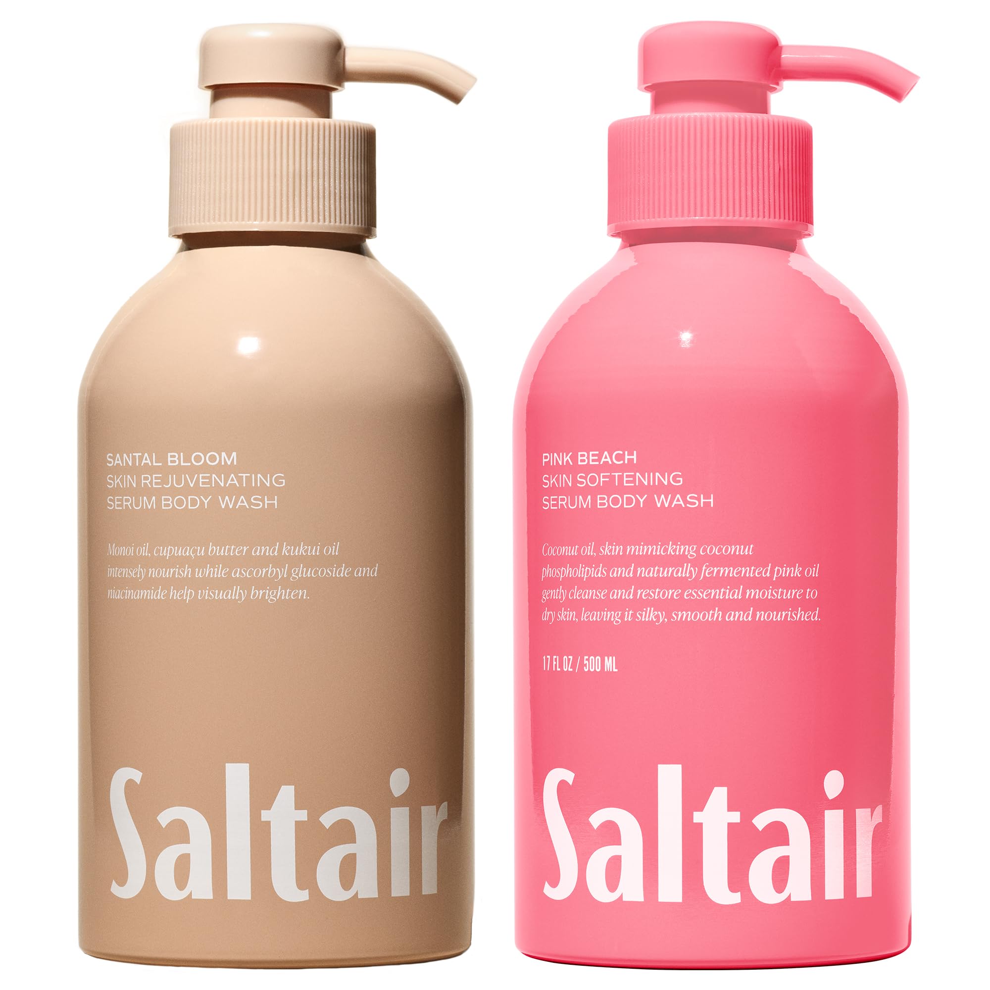 Saltair Body Wash, Signature Scents 2-Pack. Moisturizing Body Cleanser with Monoi Oil and Cupuacu Butter. Luxury Shower Gel for Women and Men. Vegan, Cruelty-Free, Paraben-Free. 2x 17oz Pump Bottles