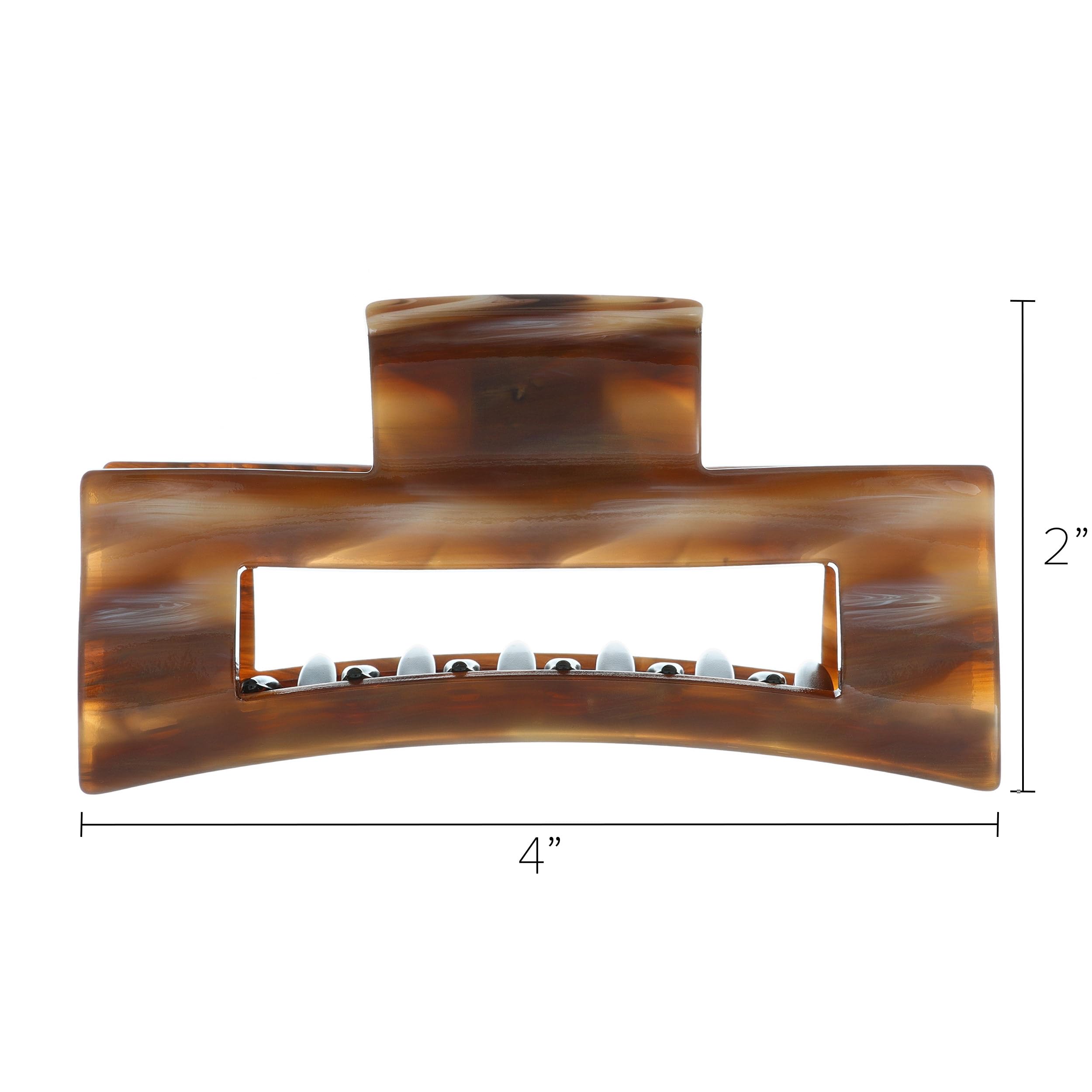 Caramel Horn : France Luxe Large Cutout Rectangle Jaw - Caramel Horn