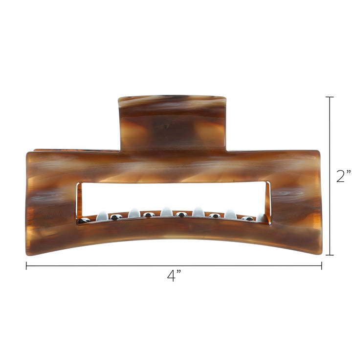 Caramel Horn : France Luxe Large Cutout Rectangle Jaw - Caramel Horn