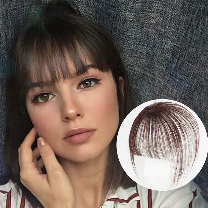 viviaBella clip on bangs human hair 3D Clip-on Bangs Topper Real Hair Air Bangs One Piece Clip in Hair Topper/Hair Fringe (3D Machine Made, Natural Black)