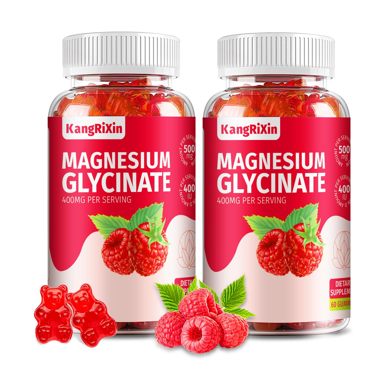 Magnesium Glycinate Gummies - Sugar Free Magnesium Supplements for Adults and Kids, High Absorption Magnesium Gummies with Magnesium Malate Gelatin Free (60 Count (Pack of 2))