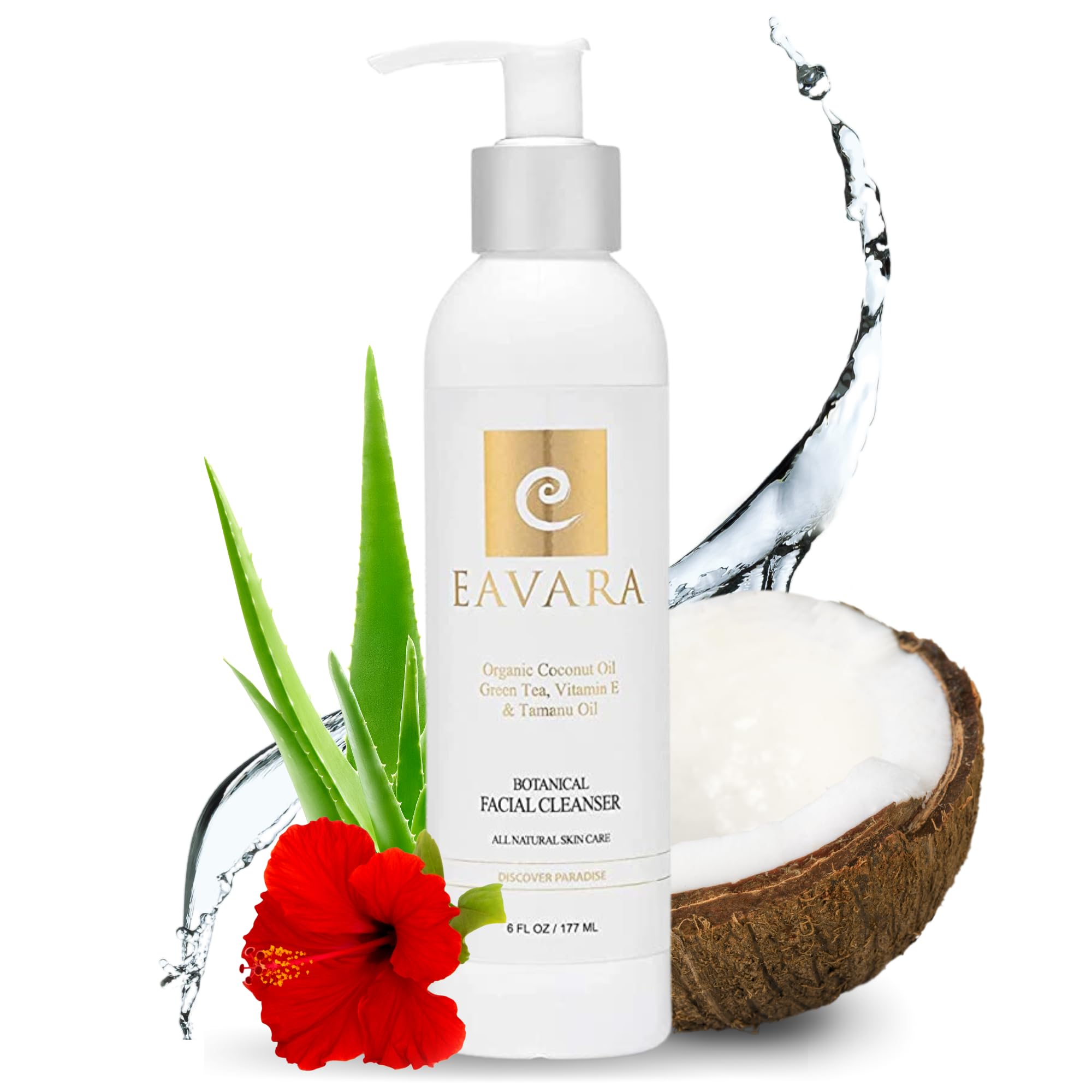 Eavara's Anti-Aging Botanical Facial Cleanser | Natural Skin Care | Organic Green Tea | Organic Tamanu Oil | Vitamin E | Organic Coconut Oil