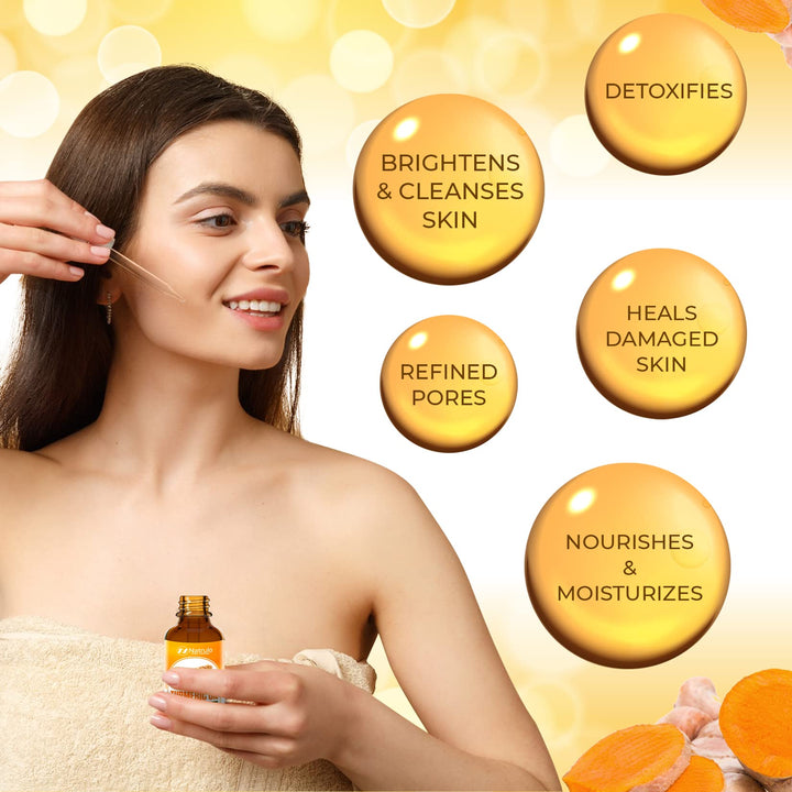 Turmeric Serum for Face & Body - All Natural Turmeric Skin Brightening Oil for Dark Spots - Cleanses Skin, Fights Acne, Evens Tone, Heals Scars - Pure Handcrafted Turmeric Oil Skincare Made in the USA