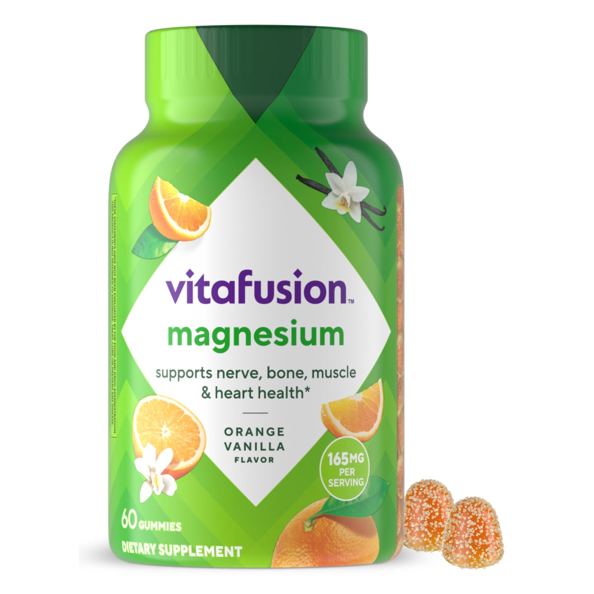 Vitafusion Magnesium Gummy Supplement, Orange Vanila Flavor, 60ct