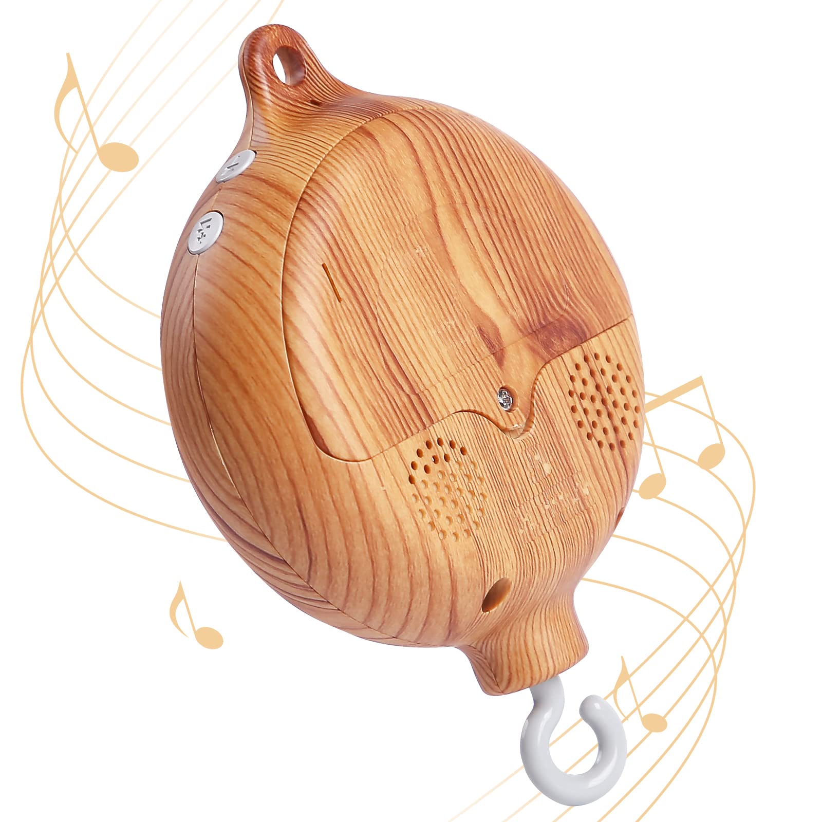 Baby Crib Mobile Musical Box - Mobile Rotary Music Box Imitation Wood - Music Box with Rotating Hook -Crib Mobile Motor Battery Operated Plays 35 Tunes Crib Toys Attachments (Without Arm)