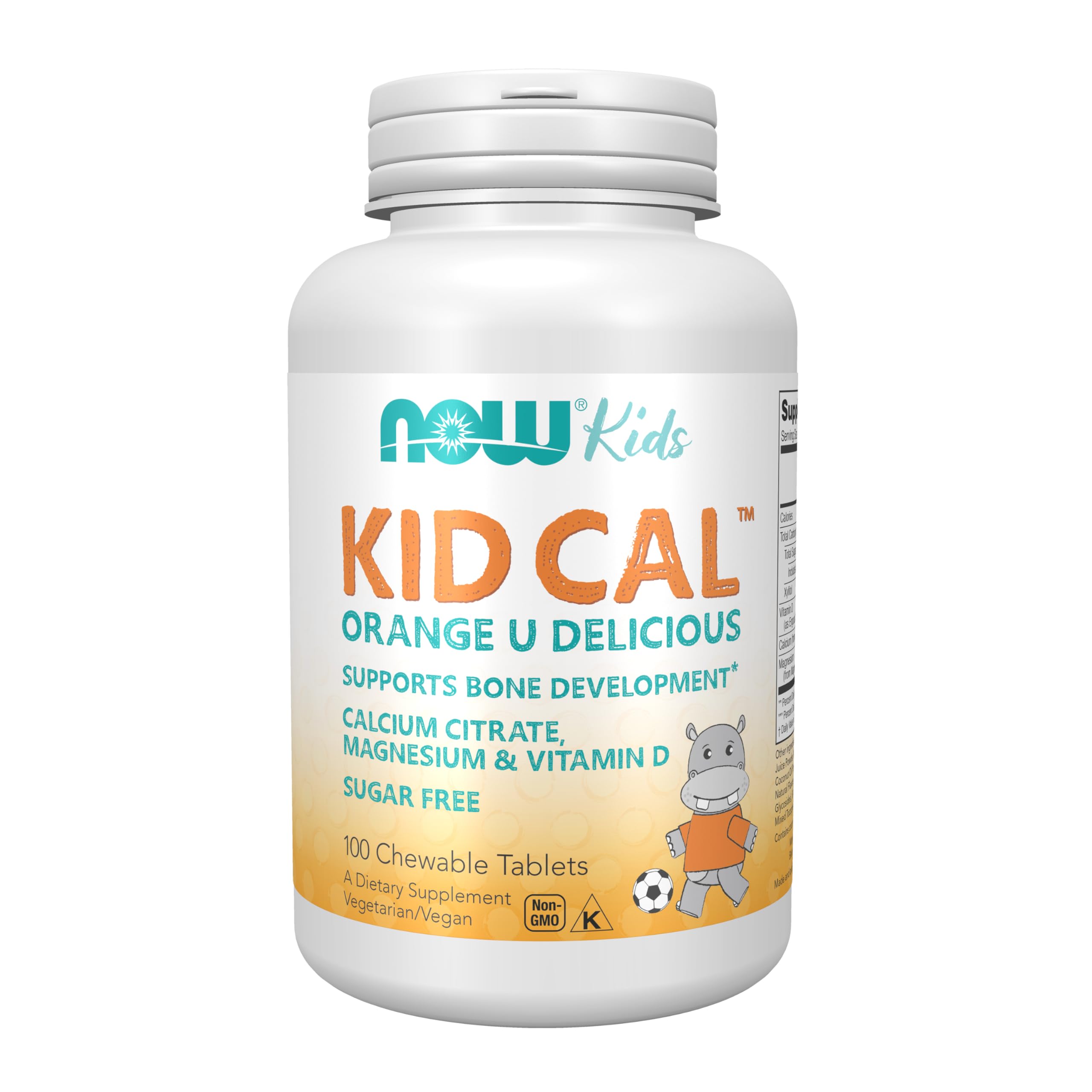 NOW Foods Supplements, Kid Cal with Calcium Citrate, Magnesium and Vitamin D, Tart Orange, 100 Chewables, packaging may vary