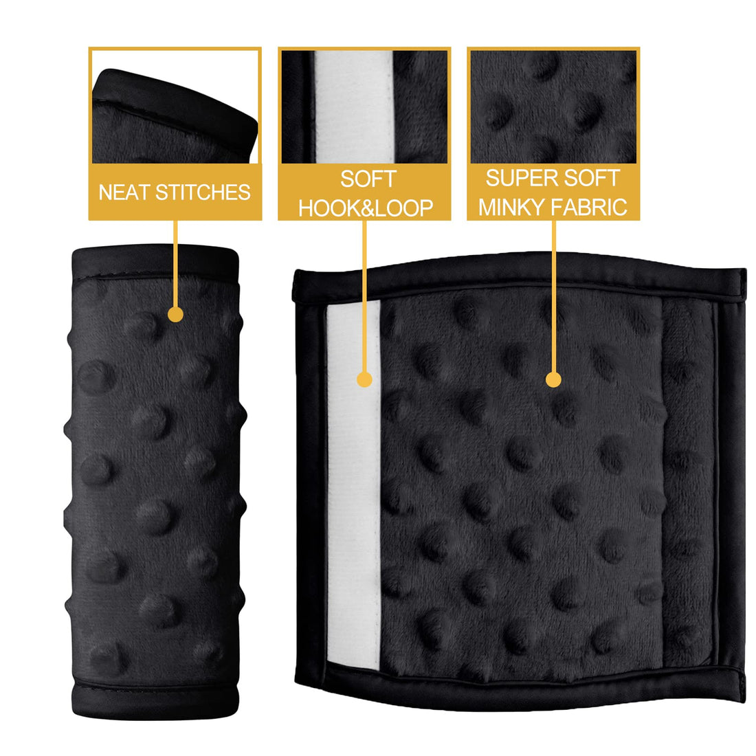 Pro Goleem Car Seat Strap Covers for Babies Soft Car Seat Strap Shoulder Pads for All Car Seats, Stroller, Pushcar, Black