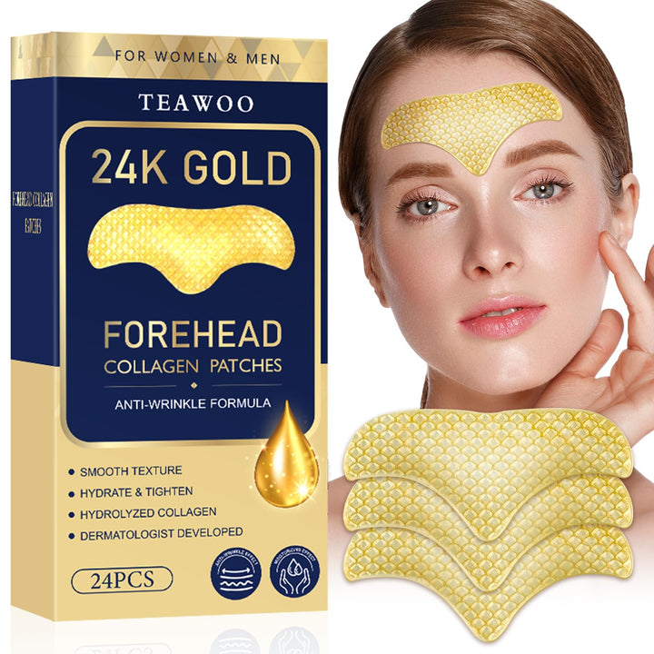 Forehead Wrinkle Patches 24 PCS | Anti Wrinkle Patches | Forehead Wrinkles Treatment | Smooth Fine Lines & Wrinkles | 24K Gold Collagen Patches for Forehead Wrinkle | Reduces Fine Lines & Frown Lines