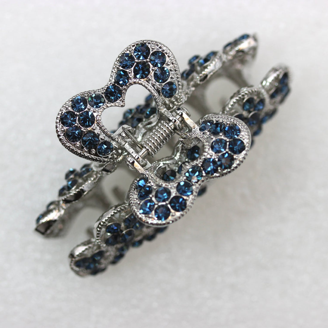 Faship Faship Navy Blue Rhinestone Crystal Floral Hair Claw
