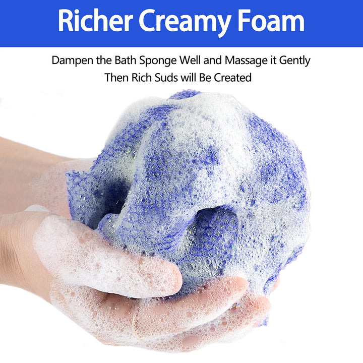 Exfoliating Washcloth Towel Body Scrubber Loofah African Net Bathing Sponge Back Scrubber for Shower Mesh Pouf Sponge Skin Smoother for Daily Use or Stocking Stuffer Bathroom Accessories 2pcs