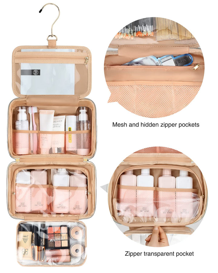 Large Hanging Travel Toiletry Bag for Women, Marble Touletry Bag for Traveling, Water-resistant Makeup Cosmetic Bag Travel Organizer for Accessories, Shampoo, Full Sized Container, Toiletries