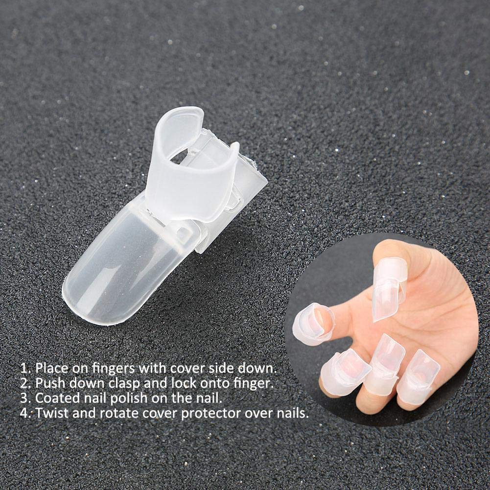 Nail Polish Protector, Finger Nail Protector Tips 10Pcs/set Nail Polish Varnish Protector Holder Manicure Finger Nail Art Tips Cover Shield
