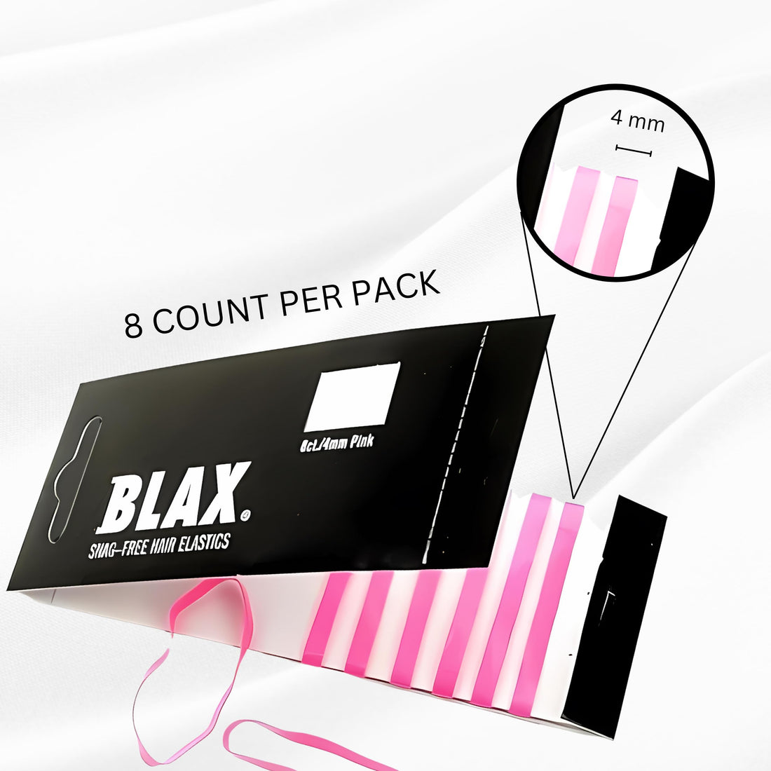 Blax PINK 4mm Snag Free Hair Elastics 8 pcs, 2 pack, Value Pack......