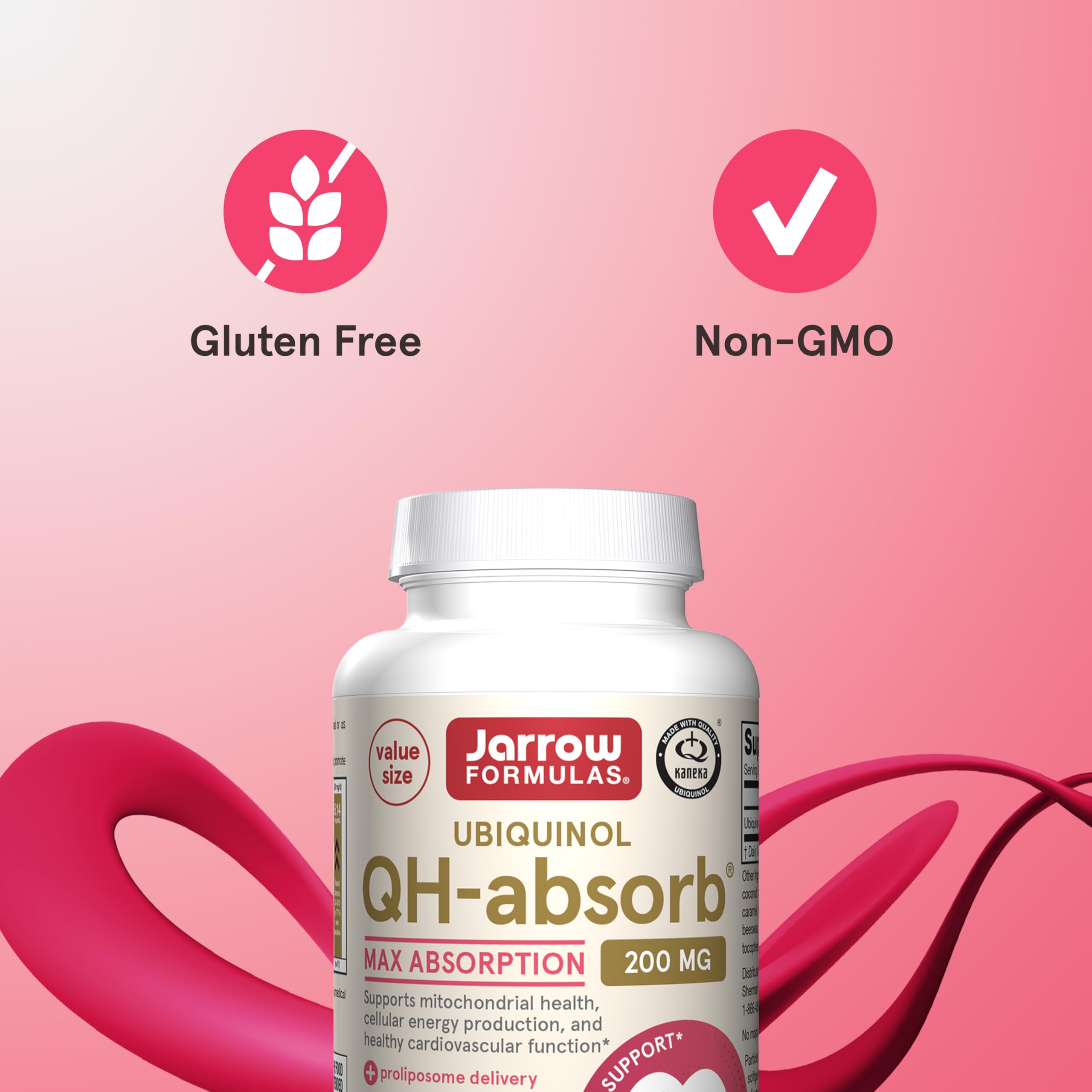 Jarrow Formulas QH-Absorb 200 mg - Active Antioxidant Form of Co-Q10 - Dietary Supplement - Supports Mitochondrial Energy Production & Cardiovascular Health - 90 Softgels