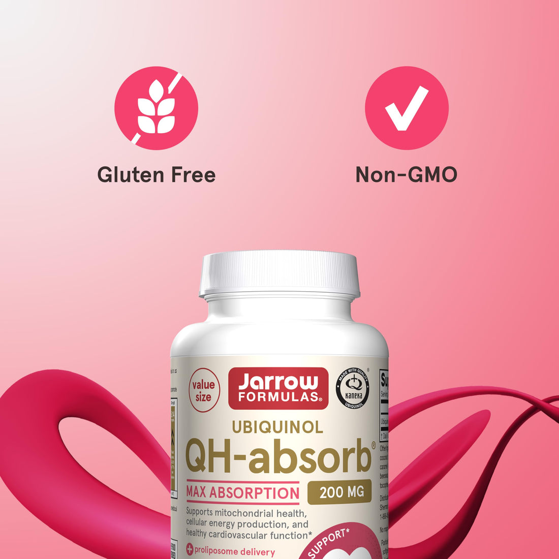 Jarrow Formulas QH-Absorb 200 mg - Active Antioxidant Form of Co-Q10 - Dietary Supplement - Supports Mitochondrial Energy Production & Cardiovascular Health - 90 Softgels