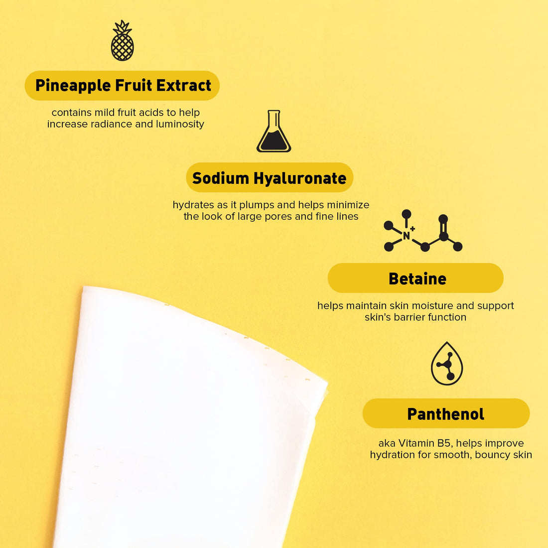 Avatara Juicy Pineappy Exfoliating Facial Mask 15 Sheets, Beauty and Skincare Sheet Masks, Pineapple Extracts and Clean Ingredients for Gently Removing Old Skin Cells for a Refreshed Look, 15 Pack