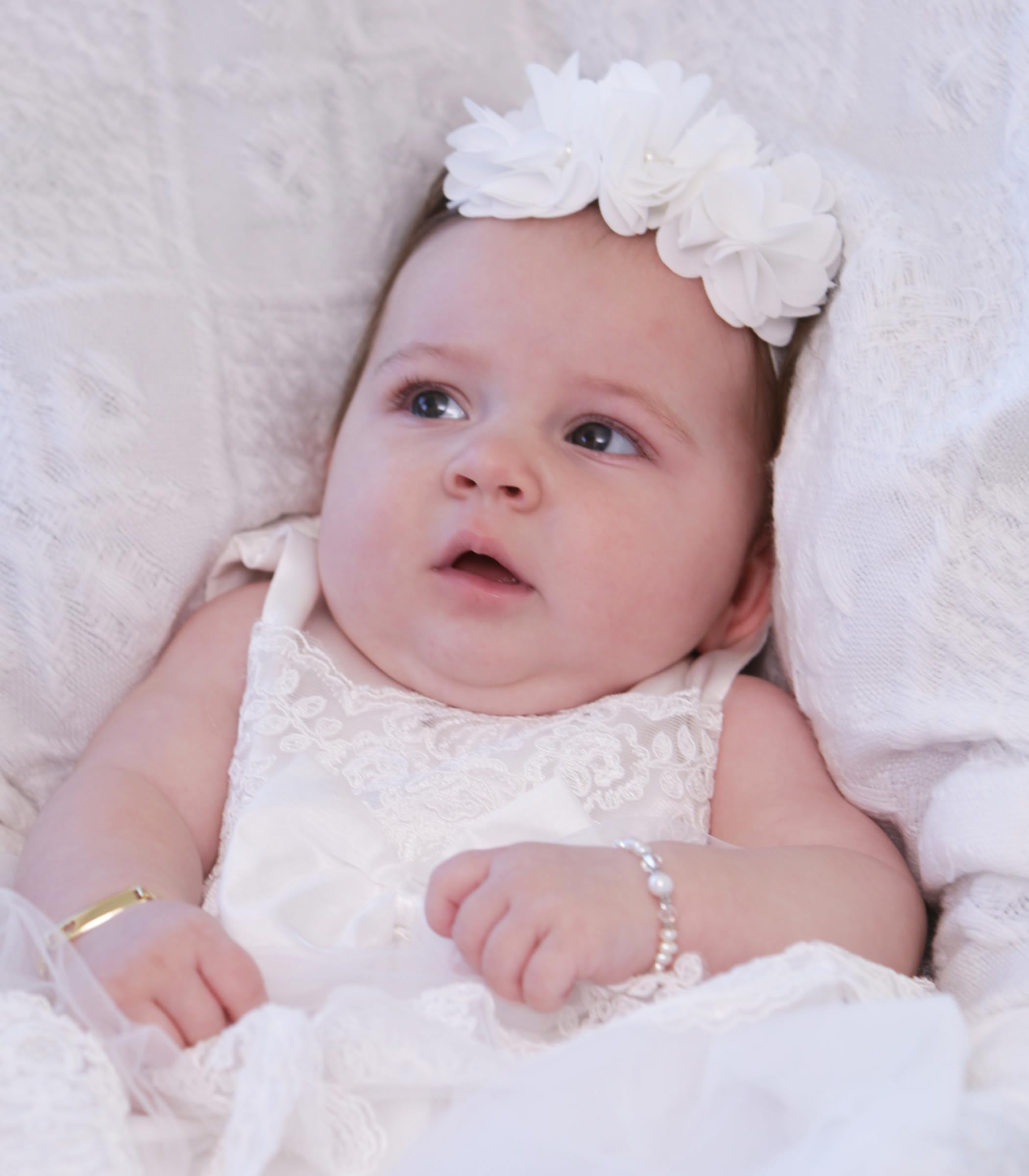 Cherished Moments Petals Keepsake Headband for Christenings, Baptism and Baby Blessings (Ivory)