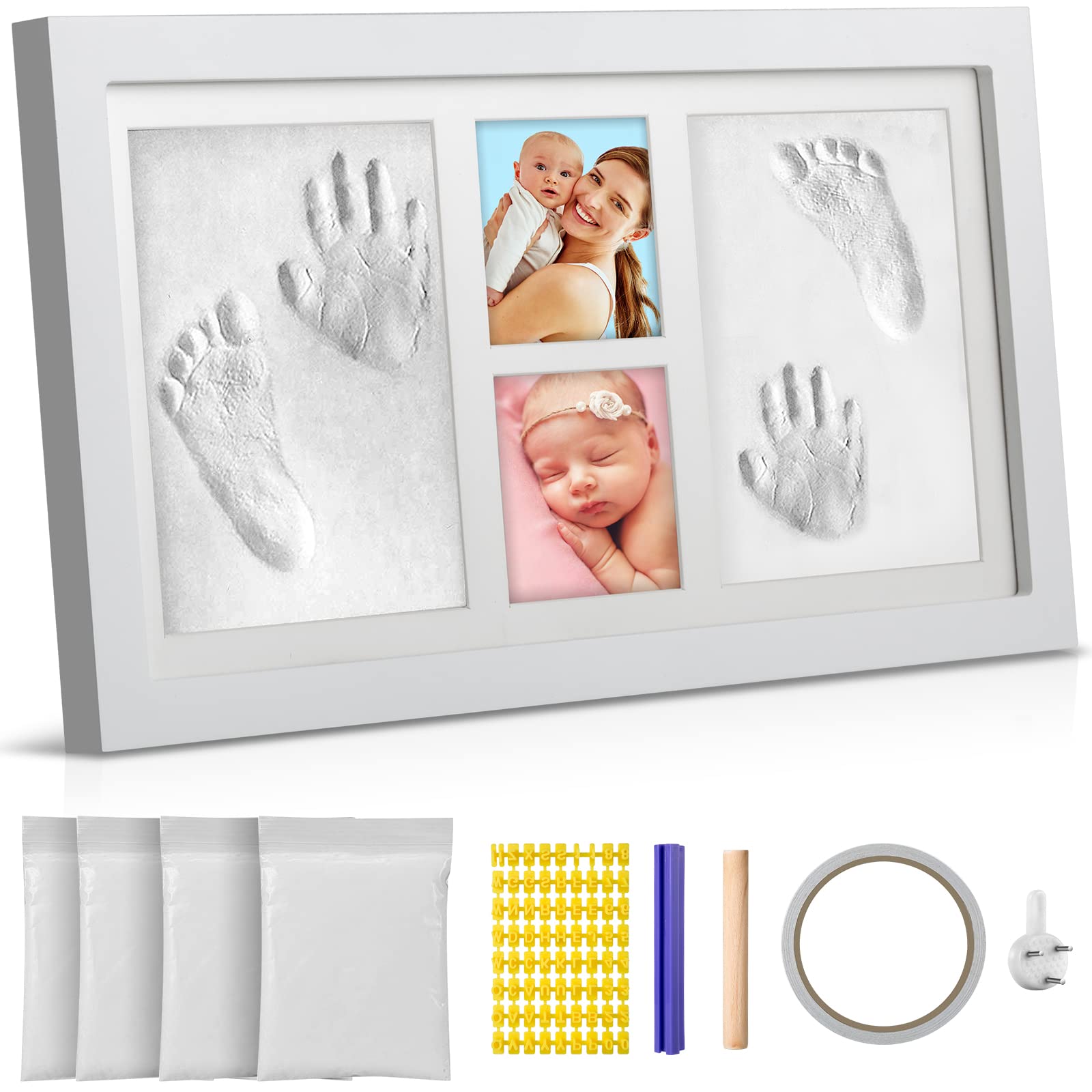 Baby Hand & Footprint Kit - Nursery Memory Art Frames, 1200 Grams of Clay - Best Shower Gift for Newborns & Twins