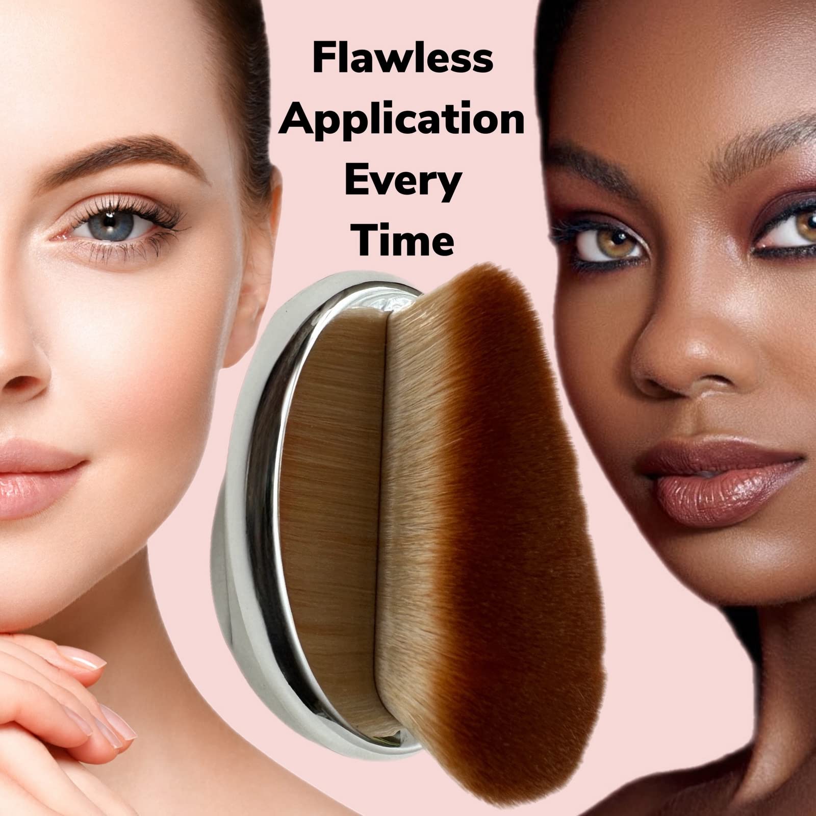 Narrow Foundation Brush Palm Makeup SOFT Kabuki Dome Shaped Face Body Shimmer Oil SPF Blush Bronzer Highlighter Blending Self-Tanner Buffing Liquid Powder Cream Streak-Free Cosmetic Application