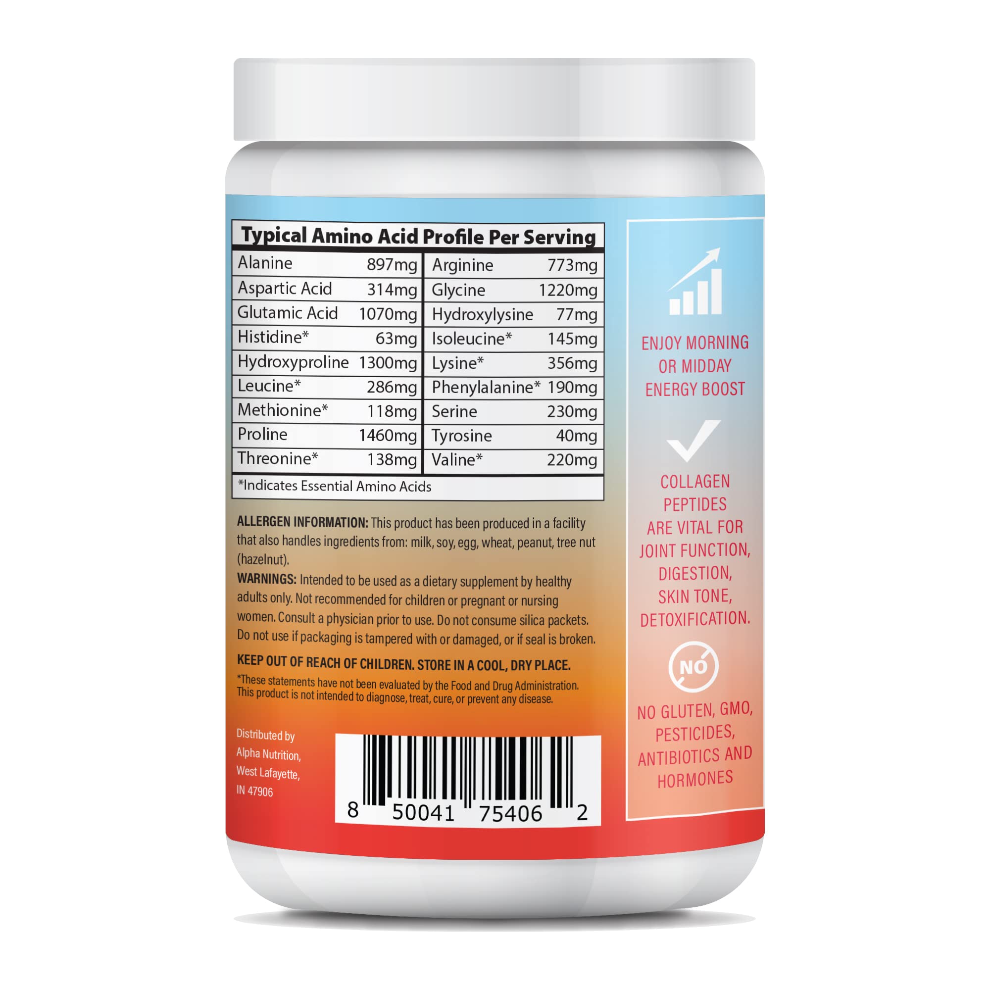 ABOUT YOUR COLLAGEN Peptide Energy Collagen Powder Hair, Nail, Skin, Type I & III,Caffeine for Energy, Vitamin C, Biotin, Hyaluronic Acid, Zero Sugar – 8.92 oz (Strawberry Margarita)