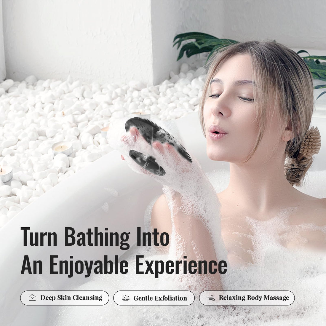 Ithyes Silicone Body Scrubber Exfoliating Body Brush for Men Women Lathers Well Easy to Clean More Hygienic Than Loofah Shower Scrubber Face Scrubber for Sensitive Skin 1 Pack (Black)