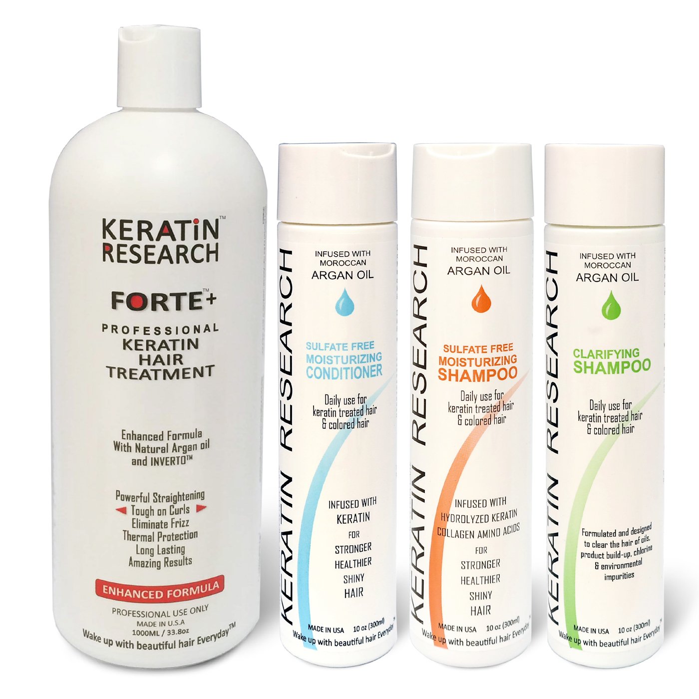 Keratin Forte Plus, Extra Strength Hair Treatment 4 Bottles 1000ml Kit Free Shipping