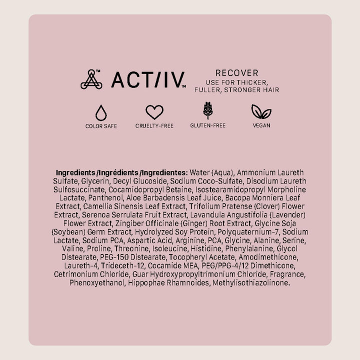 ACTIIV Recover Shampoo For Women | Supports the Appearance of Fuller, Healthier-Looking Hair, Supports Scalp Health, Plant-Derived Formula, Color-Safe, Vegan, Suitable For All Hair Types