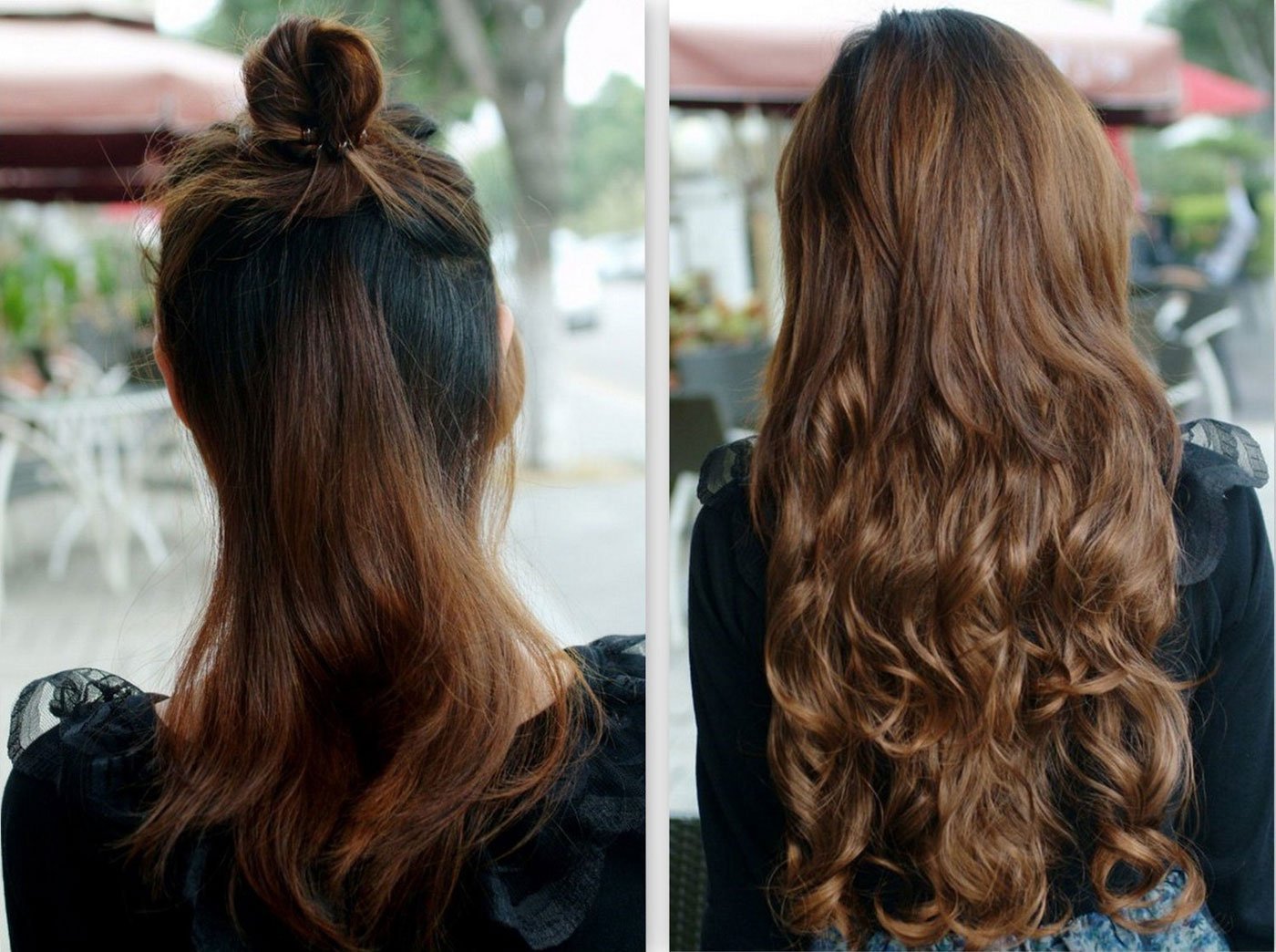 S-noilite 22 Inches 3/4 Full Hea Long Corn Wave Clip in Hair Extensions One Piece Hairpiece Synthetic Fiber for Women Lady Girl Dark Black