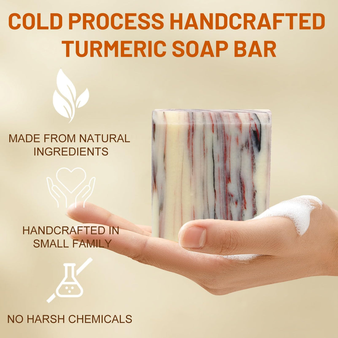 MR.A 3 Pack Handmade Turmeric Soap Bar for Face & Body Cleanser, Handcraft Turmeric soap for Smooth Skin and Moisturizing, All Natural Tumeric Soap, Cold processed Ginger bath soap face wash