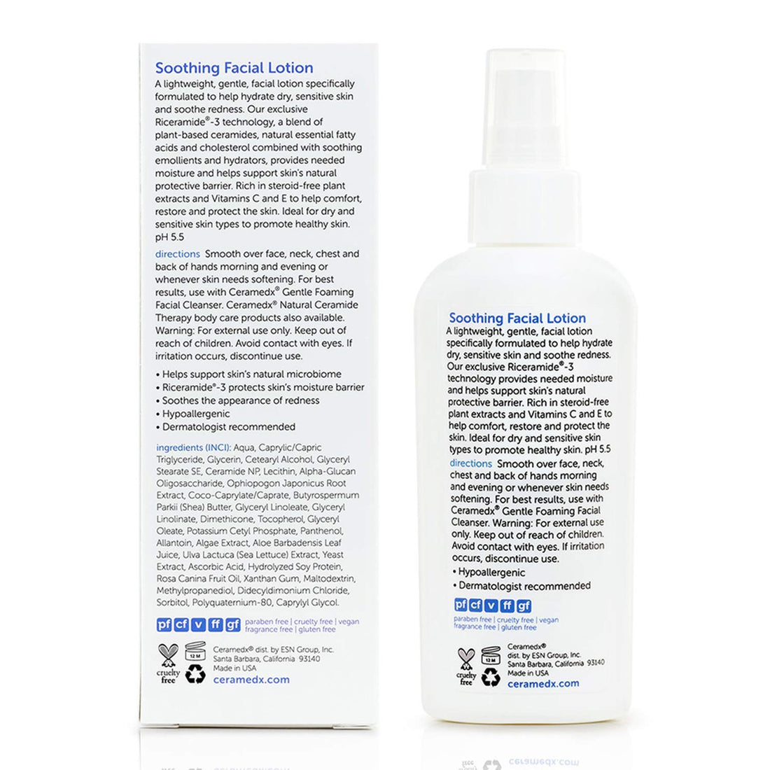 Ceramedx – Soothing Facial Lotion | Natural Ceramide Lotion for Dry, Sensitive Skin | Cruelty Free, Vegan & Fragrance Free | 4 fl oz