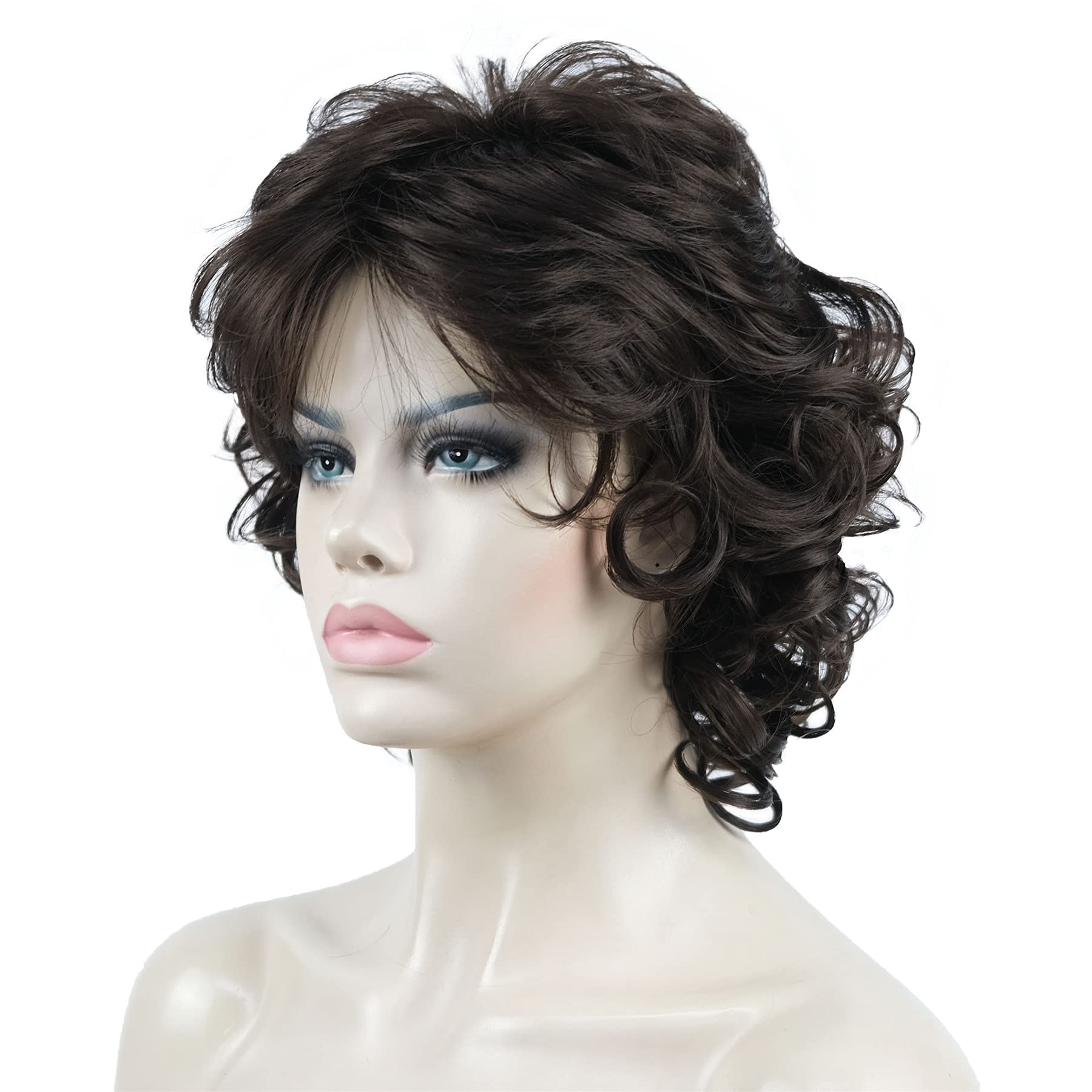 #6-Chestnut Brown: Aimole Short Chestnut Brown Curly Wig Synthetic Hair Women'S Full Wigs #6
